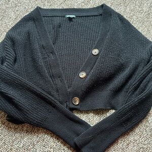 Black cropped button up sweater